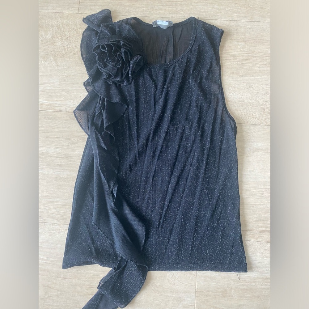 Semi sheer rosette top size large